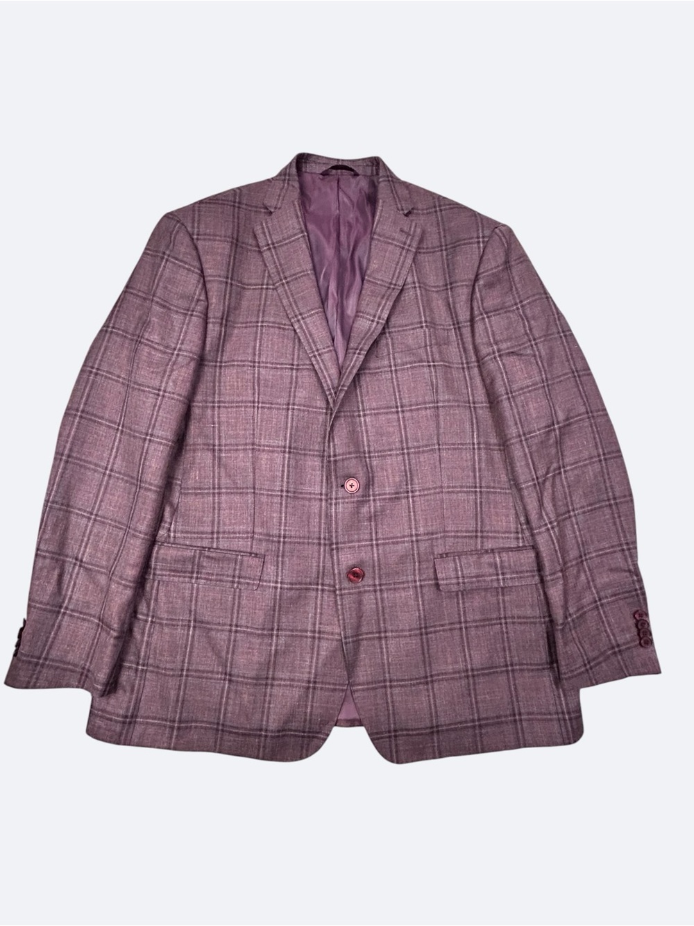 Michael Kors Loro Piana Mauve Summertime Windowpane Sport Coat 46L Wool Linen